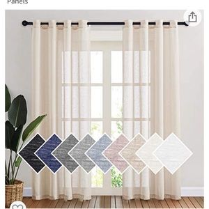 Semi Sheer Curtains Beige Linen 2 Panels 84”x 52”